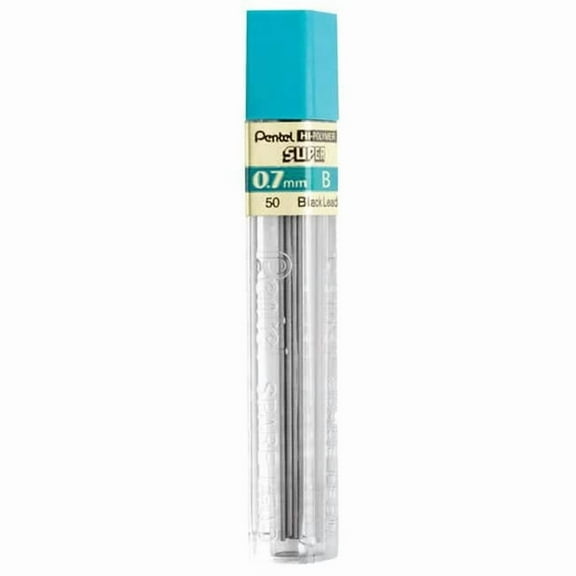 Pentel of America 50B 0.7 mm Super Hi-Polymer Lead Refills  Black - 1 Pack of 12
