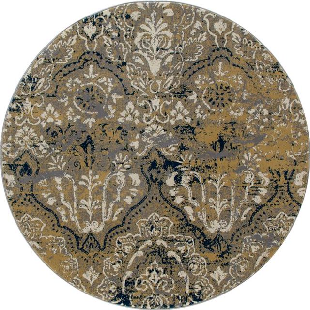 841864109795 Tapis d'Art 5 Pi. Collection Bastille Tapis Rond Tissé, Jaune