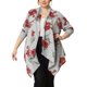 thumbnail image 2 of Cárdigans de talgrande pamujer, parte delanteabierta, mangas 3/4, estampado de búho, chaquetas pacubrir gris rojo 1X, 2 of 2
