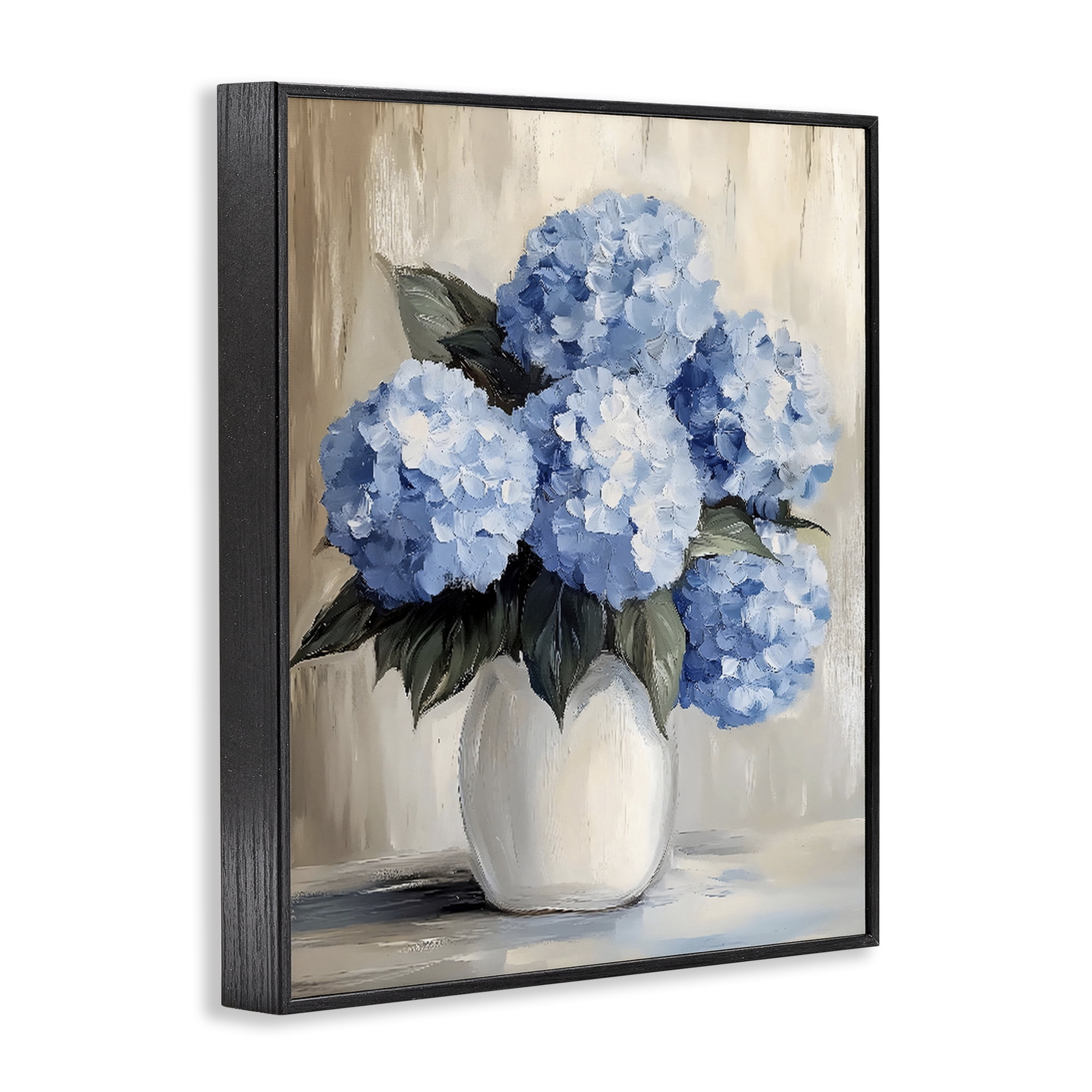 Stupell Industries Painted Hydrangeas in White Vase Black Framed Giclee Art, design by Creative Studio