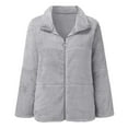 thumbnail image 5 of Arlun Women Cropped Fuzzy Coats Full Zipper Shaggy Short Winter Coat Trendy Fluffy Soft Comfort Warm Plush Outerwear 2025 Casual Stylish Oversize Outfits Grey XXXXXL, 5 of 5
