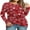 Snowflake-red, variant on WUJINXIA Women's Long Sleeve Tunic Tops Casual Round Neck T-Shirts Front Twist Top