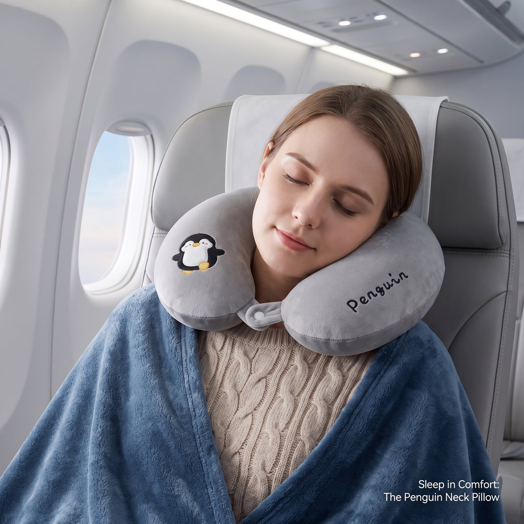 Unique Bargains Memory Foam U Shape Travel Neck Pillow for Airplane Use Light Gray 11"x11"
