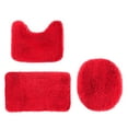 thumbnail image 2 of RBCKVXZ 3Pcs Solid Color Bathroom Rugs Set, Bathroom Toilet Carpet Non-Slip Mat, Water Absorption Thick Bath Mats, Machine Washable, Bathroom Decor on Clearance, Red, 2 of 8