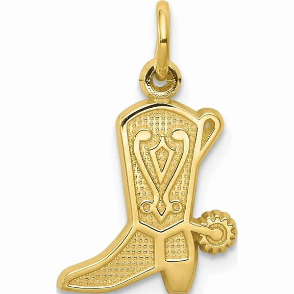 10K Yellow Gold Solid Polished Cowboy Boot Charm (20 X 12) Made In United States 10c374