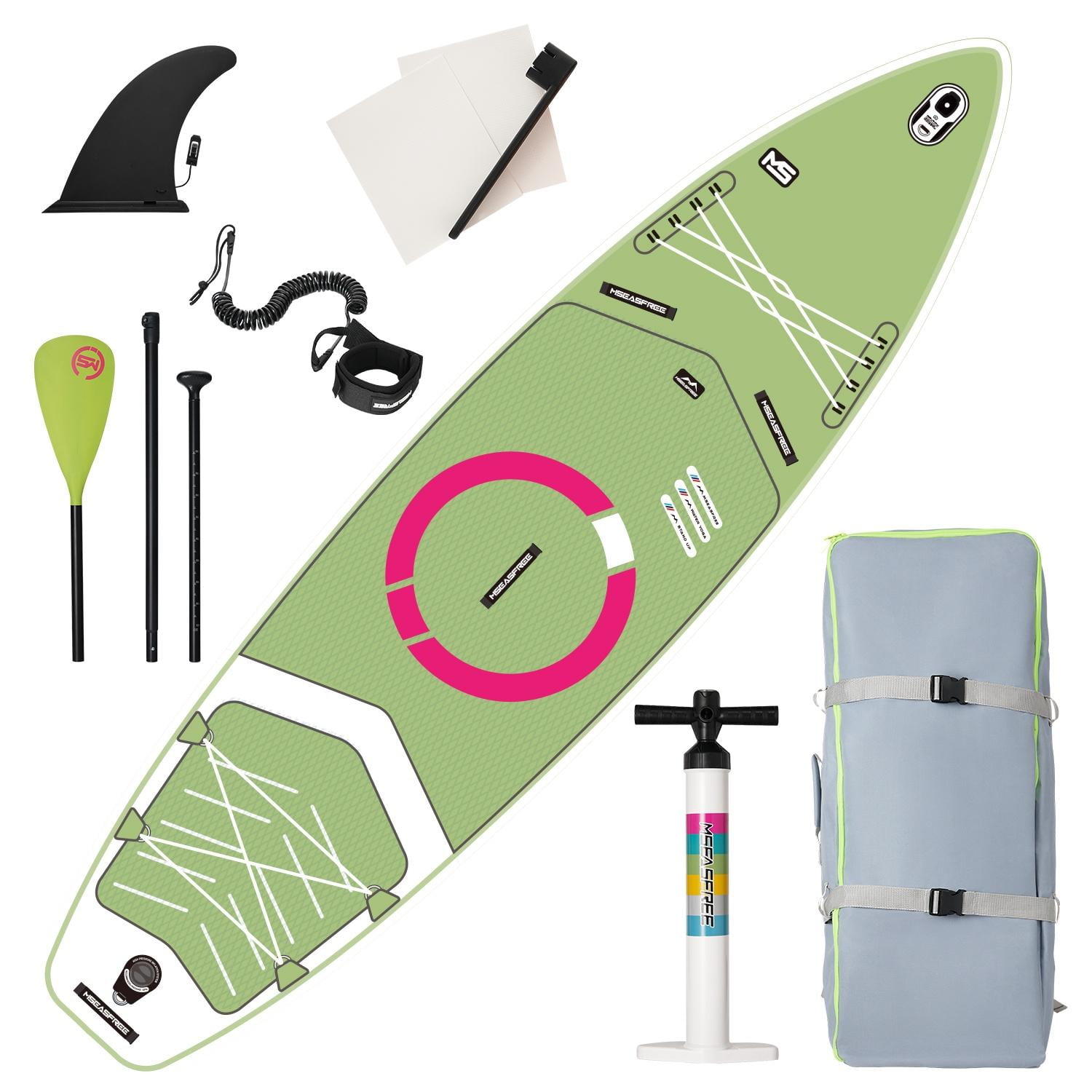 11FT Paddle Board for Adult & Teen, Seizeen Inflatable Paddle Board Non-slip Stand Up Board Set with Accessories, Paddle Pump Backpack Fin Leash Repair Kit, 6'' Extra Thick Up to 380LBS