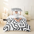 thumbnail image 2 of Homewish Abstract Wavy Stripes Twin Duvet Cover,Contemporary Artwork Twin Bedding,White Black,Reversible,2pcs,1 Duvet Cover and 1 Pillowcase, 2 of 6