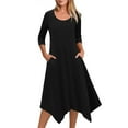 thumbnail image 5 of Wiicoznt Womens Dresses Maxi Solid Color Casual Loose Crew Neck Long Sleeve Dresses Flowy Wedding Guest Dress, 5 of 10