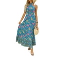 thumbnail image 3 of Txlixc Vestido de mujer con cuello halter, estampado de flores, sin mangas, sin espalda, dobladillo con volantes, vestido largo Txlixc  Casual, 3 of 7