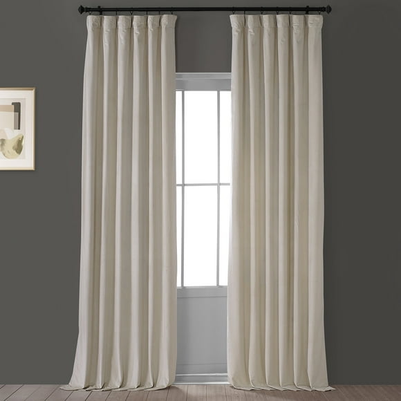 HPD Half Price Drapes VPYC-P Heritage Plush Velvet Curtain (1 Panel), 50 X 96, Light Beige
