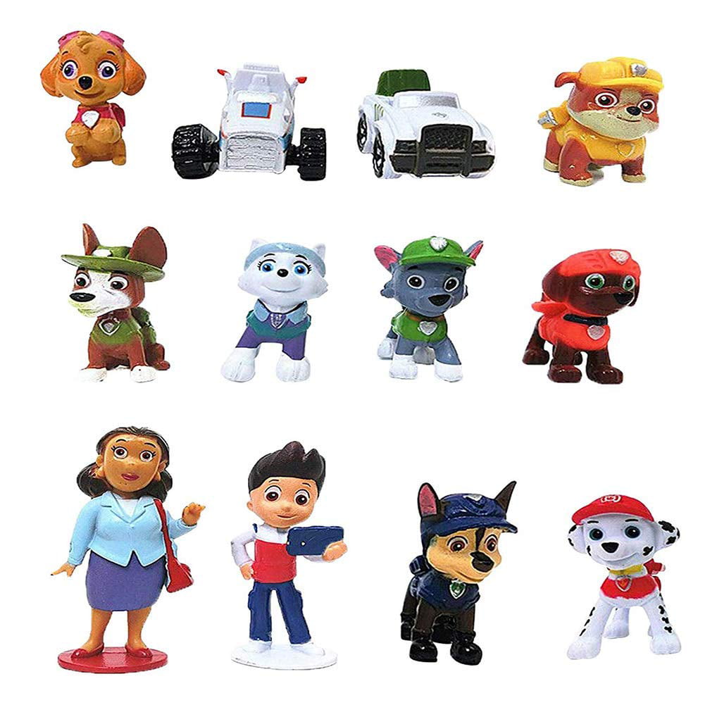 12pcs Paw Patrol Toys Puppy Rescue Action Figure Doll Kids Toy Gift Cake Topper 