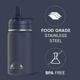 thumbnail image 4 of Hydrapeak Mini 14oz Water Bottle with Straw Lid, Stainless Steel Double Wall Insulated Water Bottle | Leak-Proof and Spill-Proof Water Bottle, 24 Hours Cold (Navy), 4 of 9
