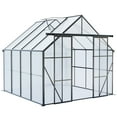 thumbnail image 2 of Witaxima 8x8 FT Double Door Polycarbonate Greenhouse with Raised Base, Aluminum Heavy Duty Walk-in Greenhouse for Outdoor Backyard, All Season Use, Black, 2 of 8