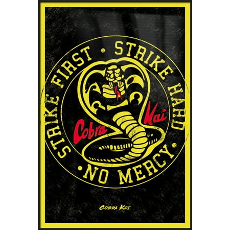 Cobra Kai - Framed TV Poster (Emblem) (Strike First Strike Hard) (24" x 36") (Black Aluminum Frame)