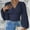Navy, variant on Womens Long Sleeve Tops Comfy Lounge Waistband Puff Sleeve v Neck Preppy Blouses Solid Color Ruched Sexy Tee Shirts Green XL