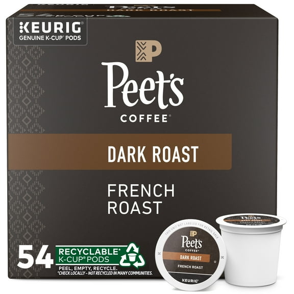 Peet's Coffee French Roast Premium Dark Roast Single Serve Coffee Pods, 54 Count