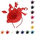 thumbnail image 5 of sususu Fascinator Hats for Women Mesh Wedding Tea Party Derby Hat Clip Headband Red, 5 of 5