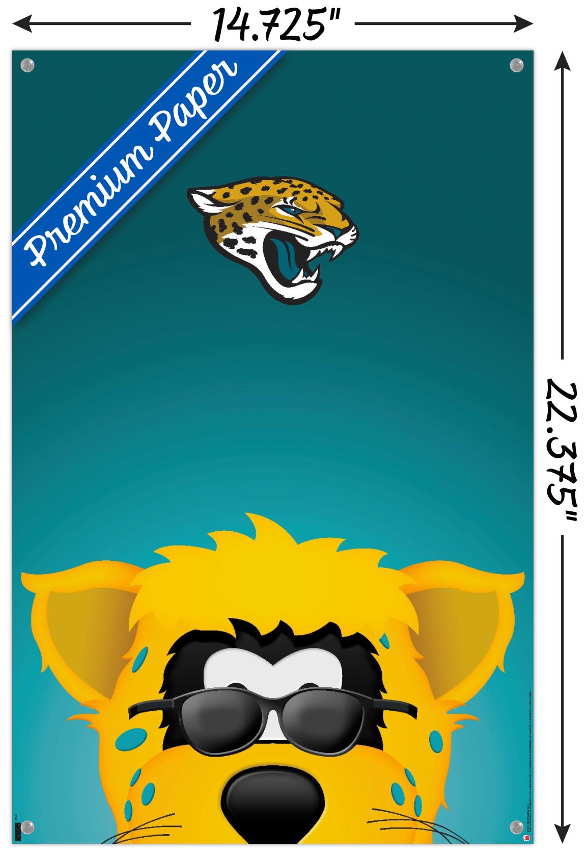 NFL JacksonVille Jaguars - S. Preston Mascot Jaxon DeVille Wall Poster with Pushpins, 14.725" x 22.375"