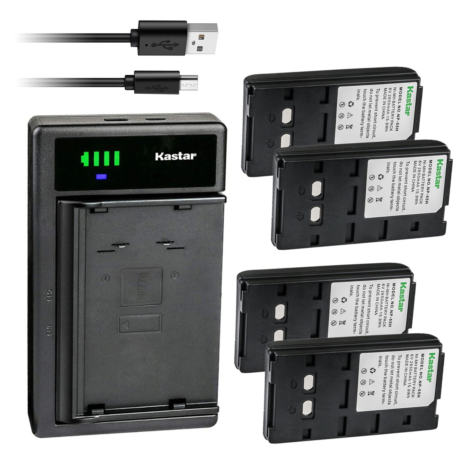 Kastar 4-Pack NP-55H Battery and LTD2 USB Charger Compatible with Sony CCD-FX630 CCD-FX640 CCD-FX700 CCD-FX700E CCD-FX710 CCD-FX720 CCD-FX730 CCD-FX730V CCD-FX810 CCD-FX830VE