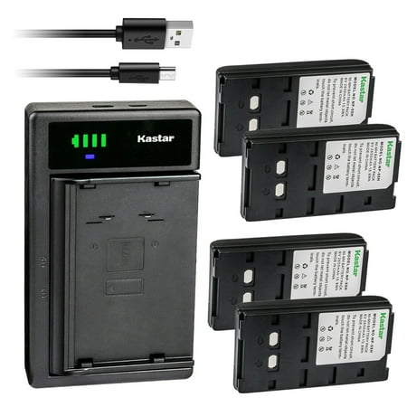 Kastar 4-Pack NP-55H Battery and LTD2 USB Charger Compatible with Sony CCD-V88 CCD-V88E CCD-V9 CCD-V900 CCD-V900E CCD-V90E CCD-V95E CCD-V99 CCD-V9E MVC-2000 MVC-5000 Sony XV SeriesXV-M30 XV-MH30