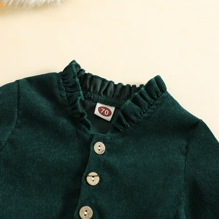 

Cathalem And Dress Toddler Kids Baby Girls Fashionable Solid Ruffle Collar Long Sleeves Princess Dress Belle Dress Dress Green 2-3 Years