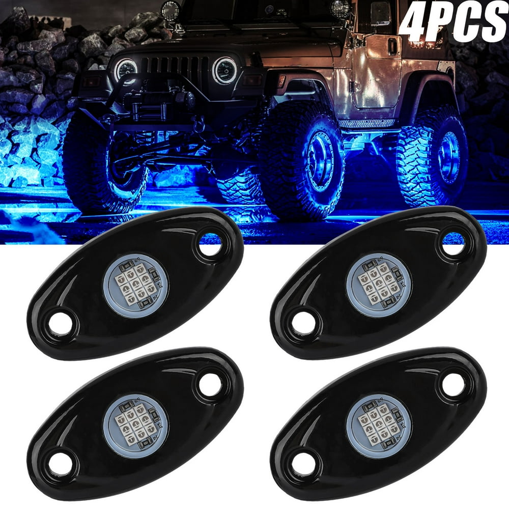 LED Rock Lights, 9 Cree LEDs Underglow Neon Lights, 4 Pods