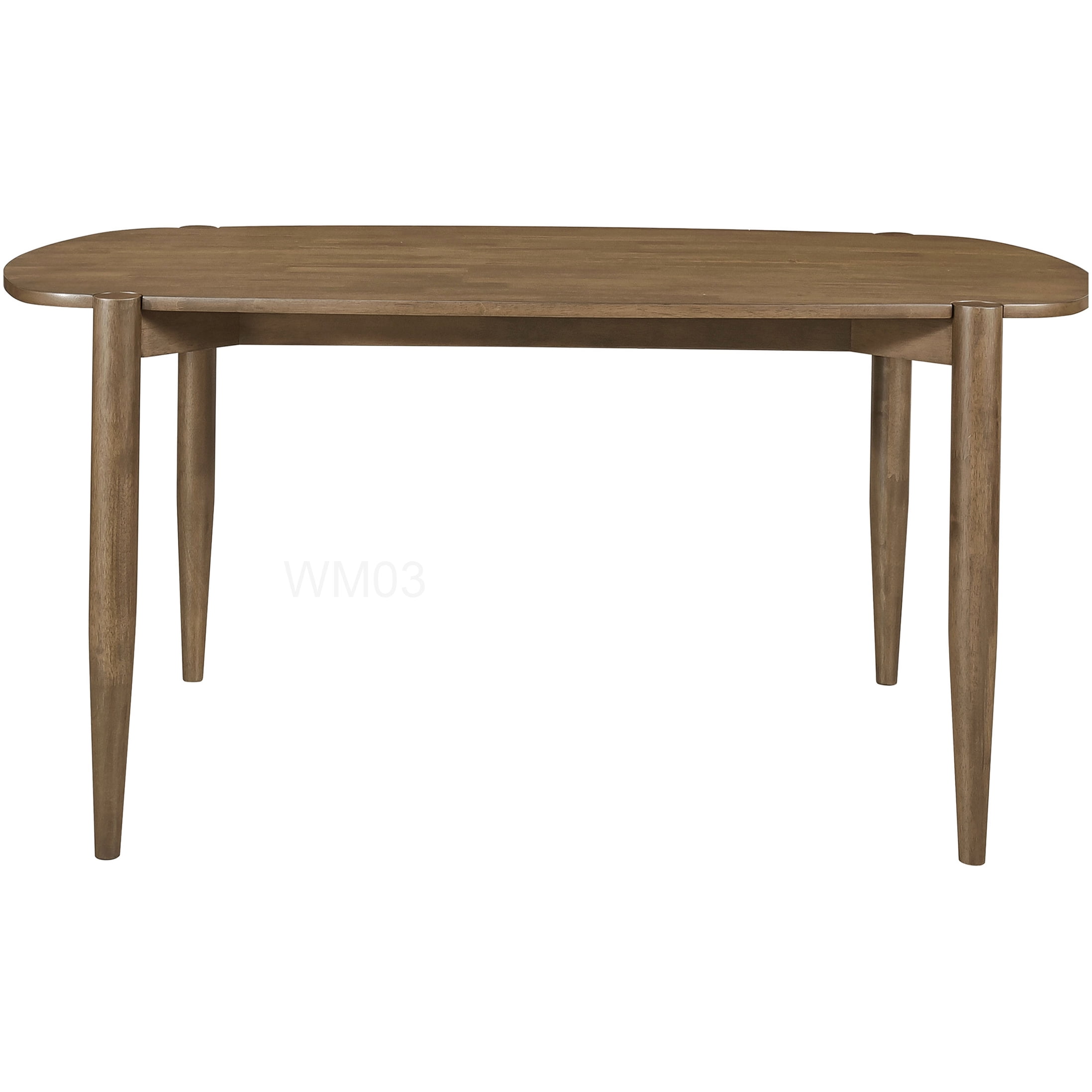 Modern Walnut Finish Dining Table, Solid Wood Rectangular Kitchen Table with Rounded Edges for Dining Room