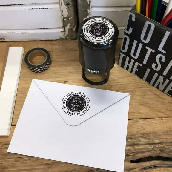 Personalized Round Self-Inking Rubber Stamp - The Roets