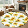 thumbnail image 3 of Sunflower Round Area&nbsp;Rug 6ft Summer Yellow Plant Floral Leaf Country Farmhouse Non-Slip&nbsp;Washable Circle Rugs Soft Felt Indoor Floor Mat for Bedroom Kitchen Living Room Bathroom, 3 of 9