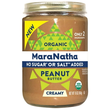 - MaraNatha Organic Creamy Peanut Butter, No Sugar or Salt Added, 16 oz.