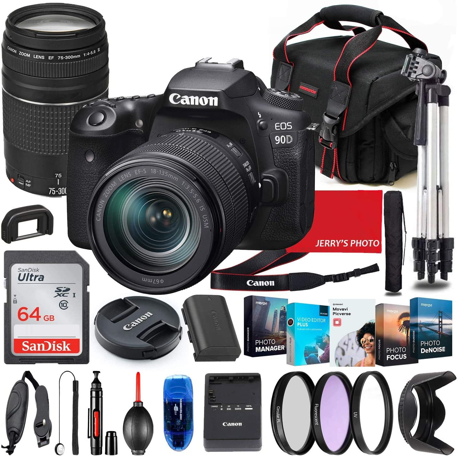 Canon EOS 90D DSLR Camera with 18135mm USM & 75300mm III Lens Bundle
