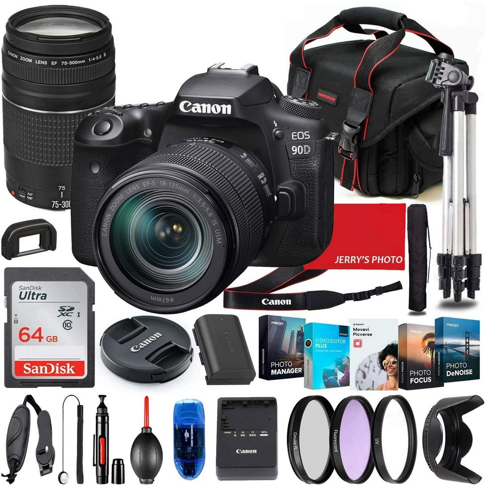Canon EOS 90D DSLR Camera with 18135mm USM & 75300mm III Lens Bundle