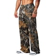 thumbnail image 3 of Havenx Men's Camo Baggy Sweatpants Wide Leg Dry Leaf Print Elastic Waist Sweatpants with Pockets Open Bottom Camouflage Wear Loose Fit Y2k Workout Athletic Soft Clothes,Coffee S, 3 of 7