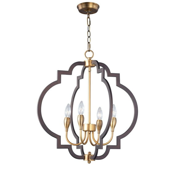 Maxim 20293OIAB Crest 4-Light Chandelier, Oil Rubbed Bronze & Antique Brass