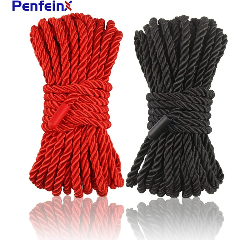 2-Pack Soft Braided Twisted Silk Rope Durable Thick Rope Skin Friendly Smooth Rope 10 Meters/32 Feet 8mm Multipurpose Protecting Ending Decorative