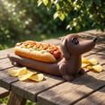 thumbnail image 4 of Dachshund Hot Dog Tray Sausage Dog Shaped Food Serving Tray Sandwich Holder Snack Plate Novelty Tableware Party Decor for Picnic BBQ Kitchen Dining Table Display Food Presentation Accessory, 4 of 5