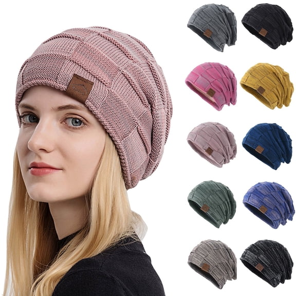 Only Moment Unisex Snow Thermal Stocking Caps Black Polyester,Cotton Cuffed Thick Knitted Unisex Winter Hat Beanies Skull Cap One Size