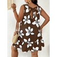 thumbnail image 3 of Plus Size Women Summer Casual Printed Short Camisole Dress Vacation Brown Sundress Floral Mini Dress, 3 of 10