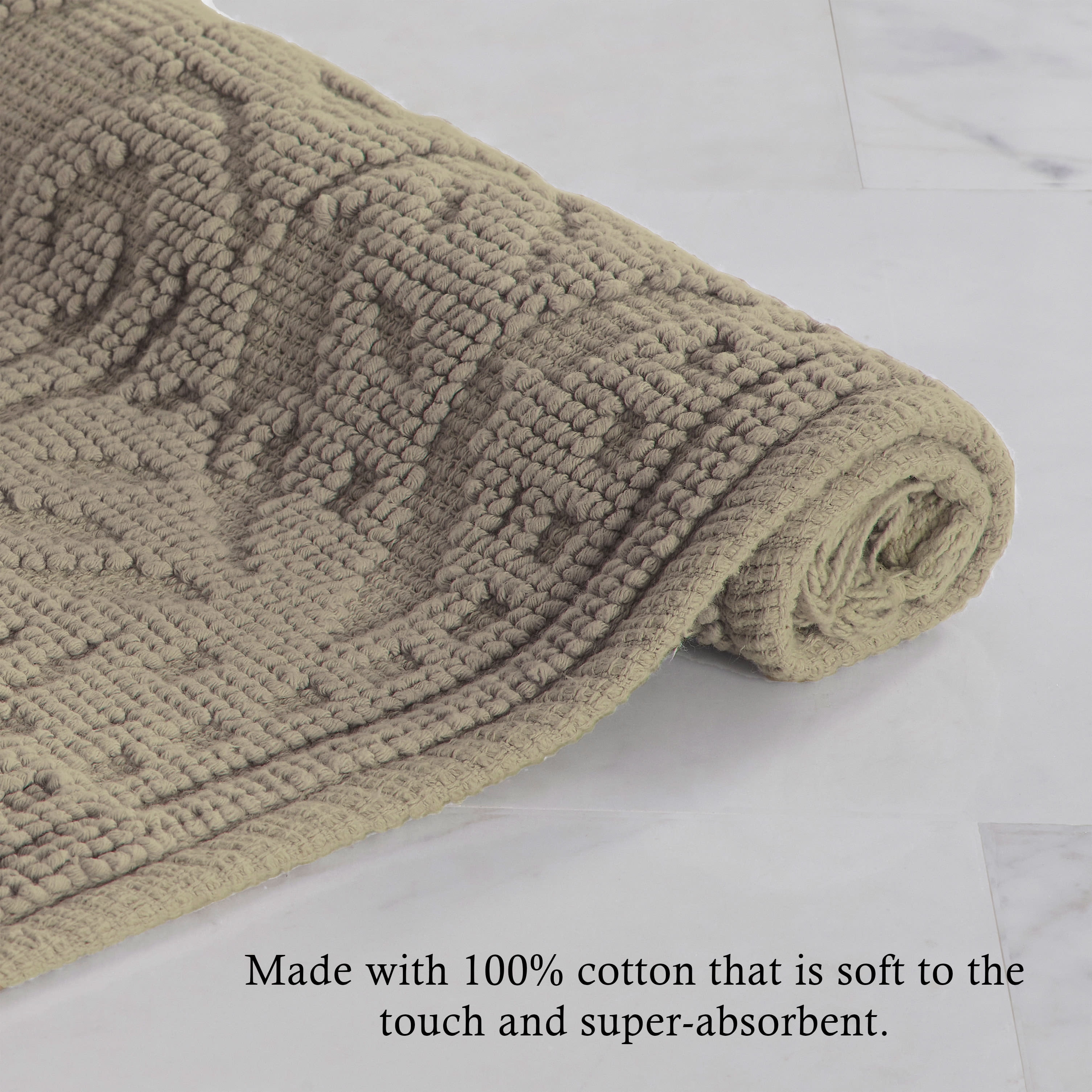 Jean Pierre Ricardo Cotton Fringe 2-Piece Bath Rug Set, Linen