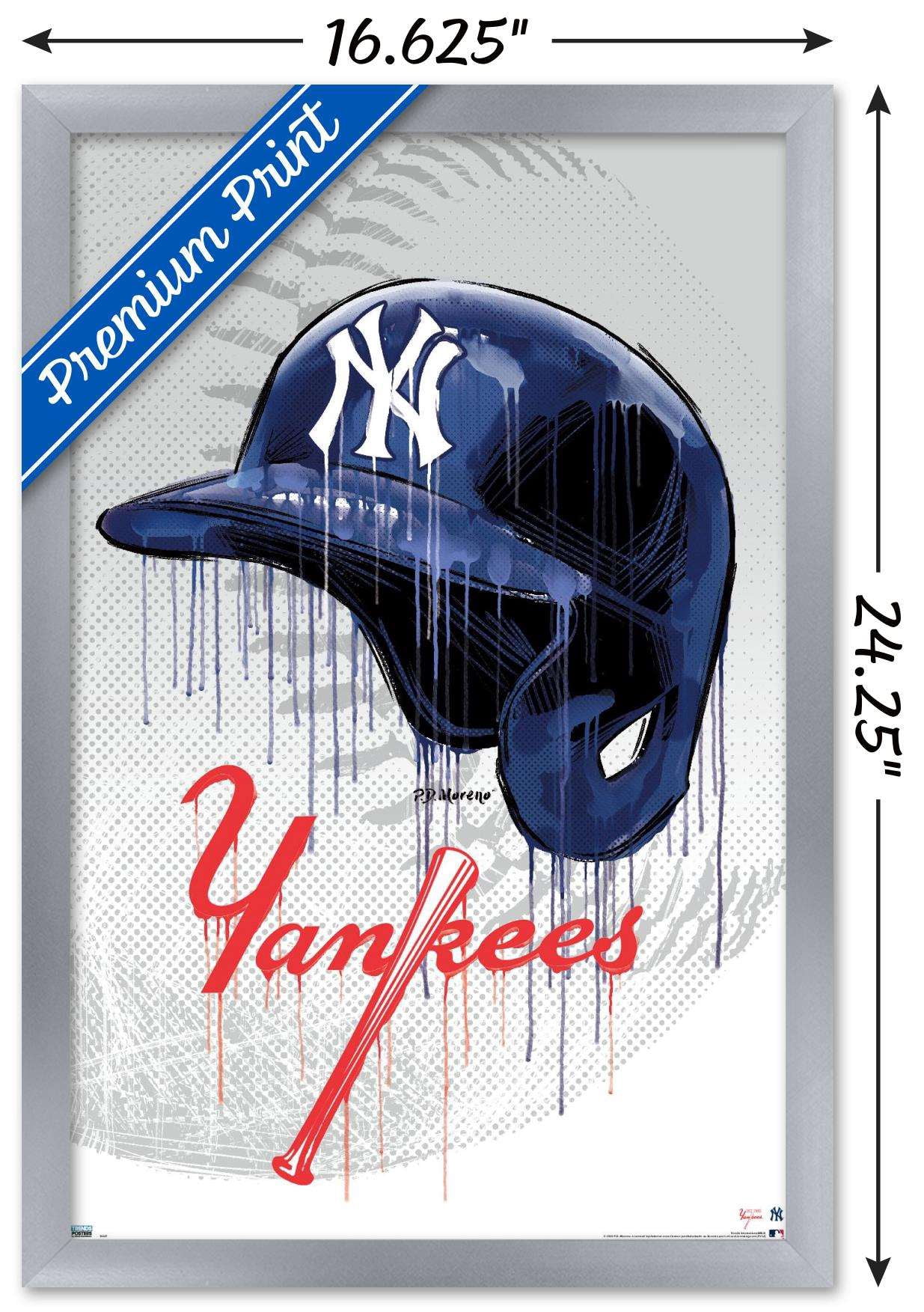 MLB New York Yankees - Drip Helmet 20 Wall Poster, 14.725" x 22.375", Framed