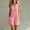Pink, variant on Women's Summer Cotton Romper Sleeveless V-Neck Button-Down Loose-Fit Casual with Pockets Blue XL(XL)