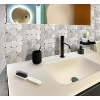 Apollo Tile   5 pack White 11-in. x 11-in Large Basketweave Polished Carrara Marble Mosaic Tile (4.4 sq ft/case)