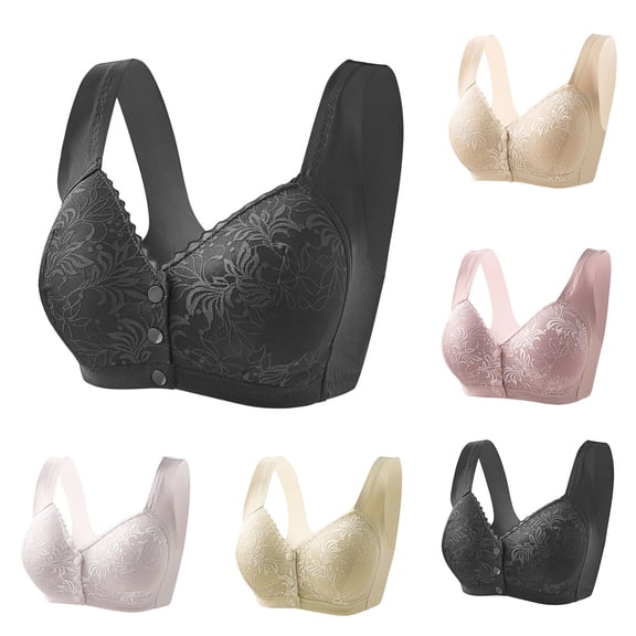 Hfnxid Daisy Bras for Older Women Wireless Front Closure Push Up Bra Full Coverage Upgraded Breathable Bra