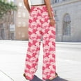thumbnail image 6 of WTOBBY Women's Printed Wide Leg Casual Pants with Floral Design High Waist Drawstring Loose Fit and Side Pockets for Everyday Breathable Style ,Pink XL, 6 of 6