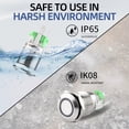 thumbnail image 5 of Keegwa (2 PCS) 16mm Latching Push Button Switch Silver Stainless Steel Metal with Ring LED Light with Wire Socket Plug Self-Locking 12V-24V 5A SPDT 1NO1NC (Blue), 5 of 7