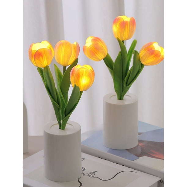 pstuiky Lámpara de noche con forma de ramo de tulipanes grandes, lámpara de ambiente para dormitorio, lámpara de escritorio, decoración para el hogar
