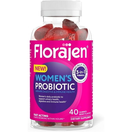 Florajen Women’s Daily Probiotic Gummies, Urinary, Immune & Digestive Health, 40ct