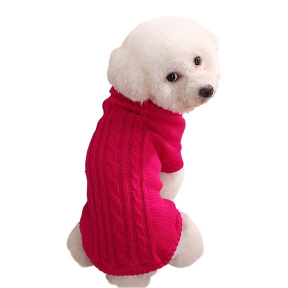 Dog Sports Shirt, Pet Athletic Wear, Cable Knit Dog Sweater - Fuchsia, Comfortable Dog Apparel For Small Medium Dogs, Daily Wear, Outdoor Activities, Indoor Relaxation