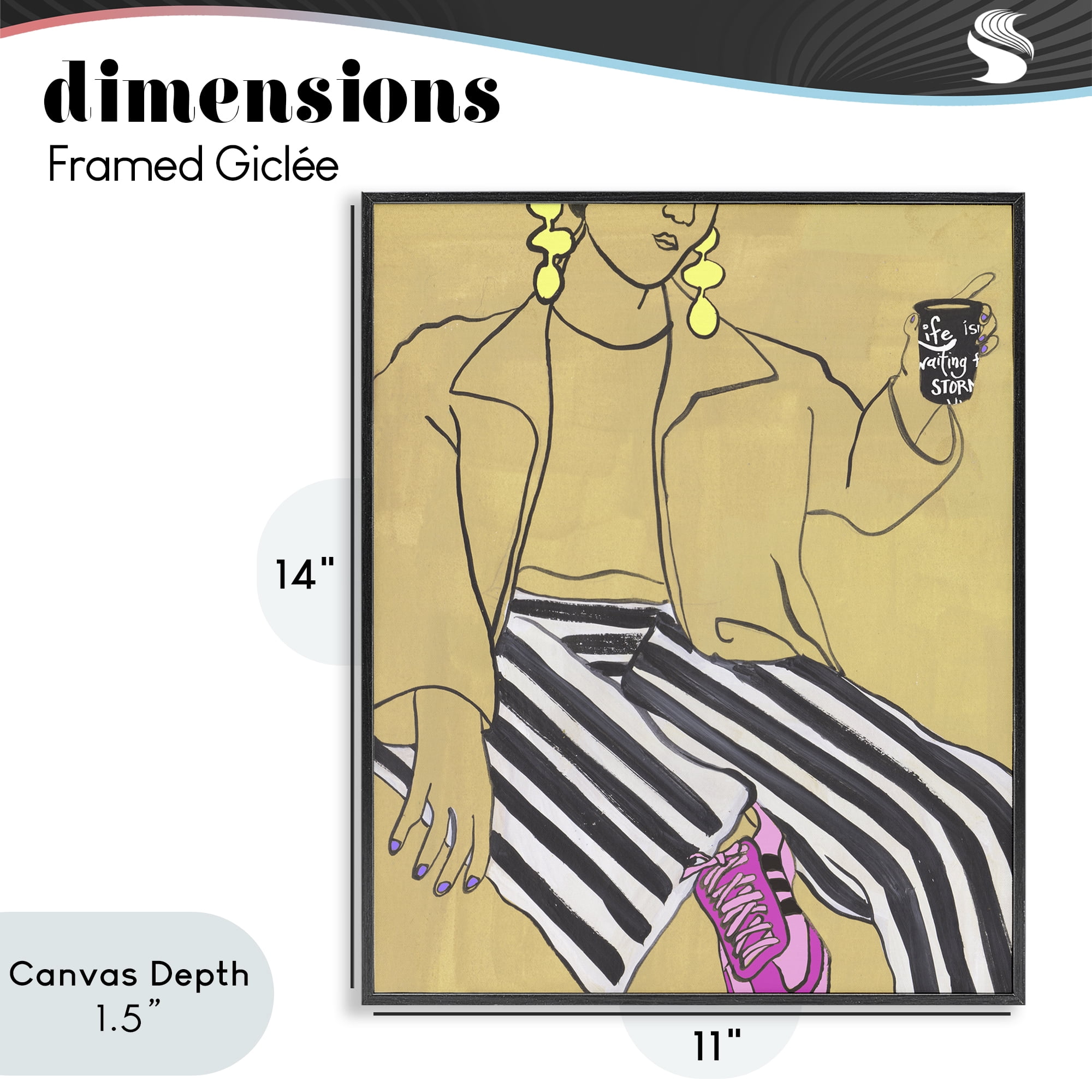 Stupell Industries Fashion Girl in Stripes Black Framed Giclee Art, design by Melissa Wang