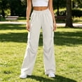 thumbnail image 7 of Gealkoca Womens Cargo Sweatpants Ruched High Waisted Sweat Pants Athletic Solid Color Casual Wide Leg Joggers Loose Fall Pants with Pockets, 7 of 7